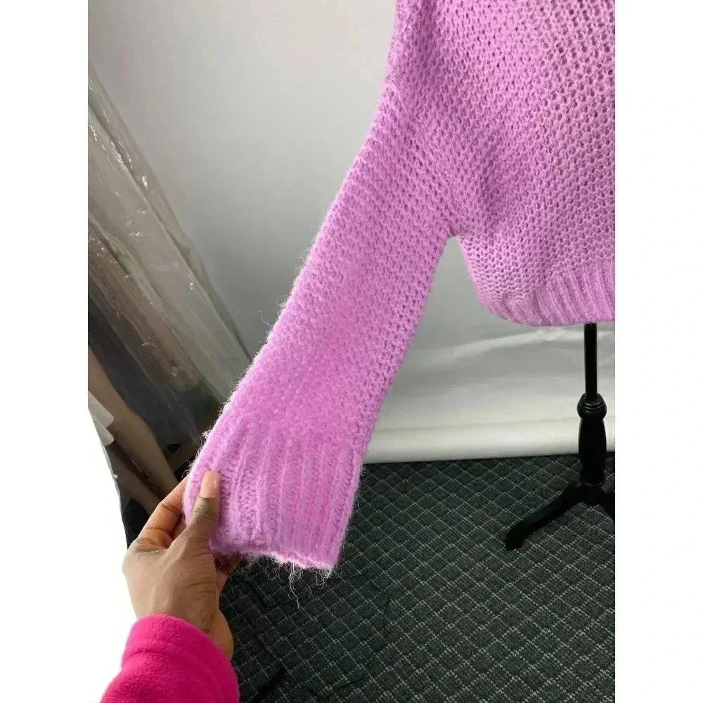 Chelsea 28 opened knit purple sweater - Picture 3 of 5